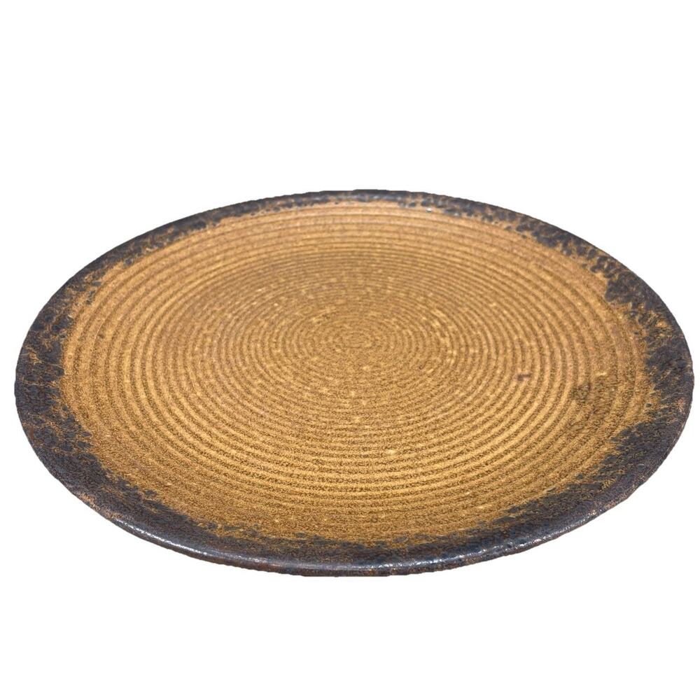 Vintage California Pottery 11 in Platter Circa 1950 Made in the USA Brown Swirl